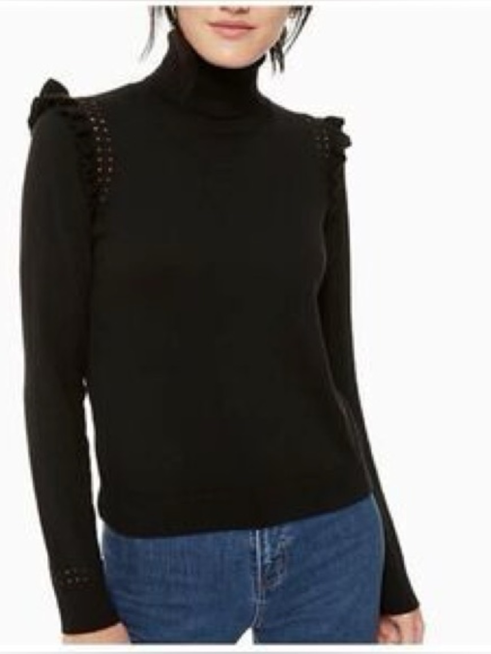 Kate Spade New York Ruffle Turtleneck in Black Size M